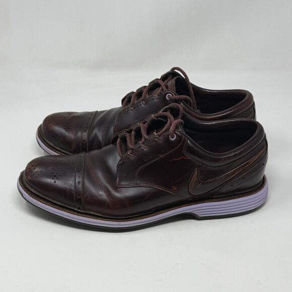 Nike Lunar Clayton Golf Shoes Mens 10.5 Burgundy Leather Spikeless 628535-600 - Picture 4 of 16